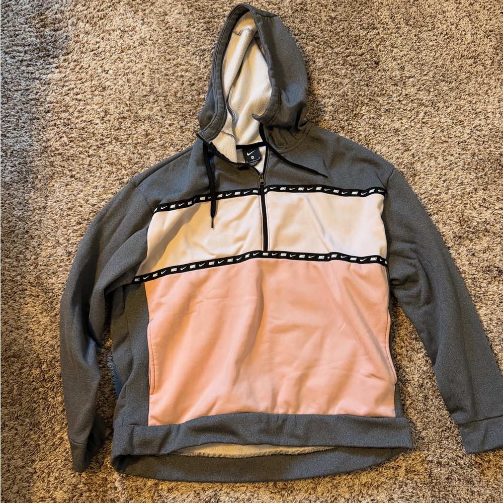 Nike Gray and Pink Colorblock Hoodie